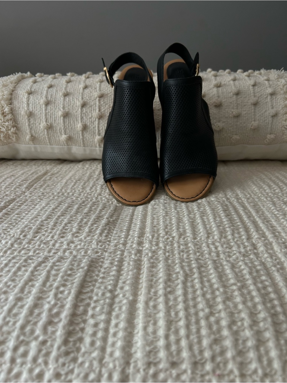 Born Black Perforated Open-Toe Slingback Sandals